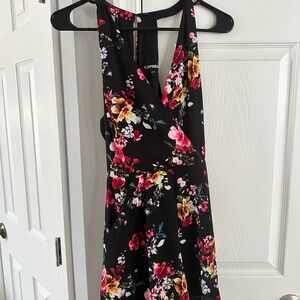 Express Black Dress with Vibrant Floral Pattern